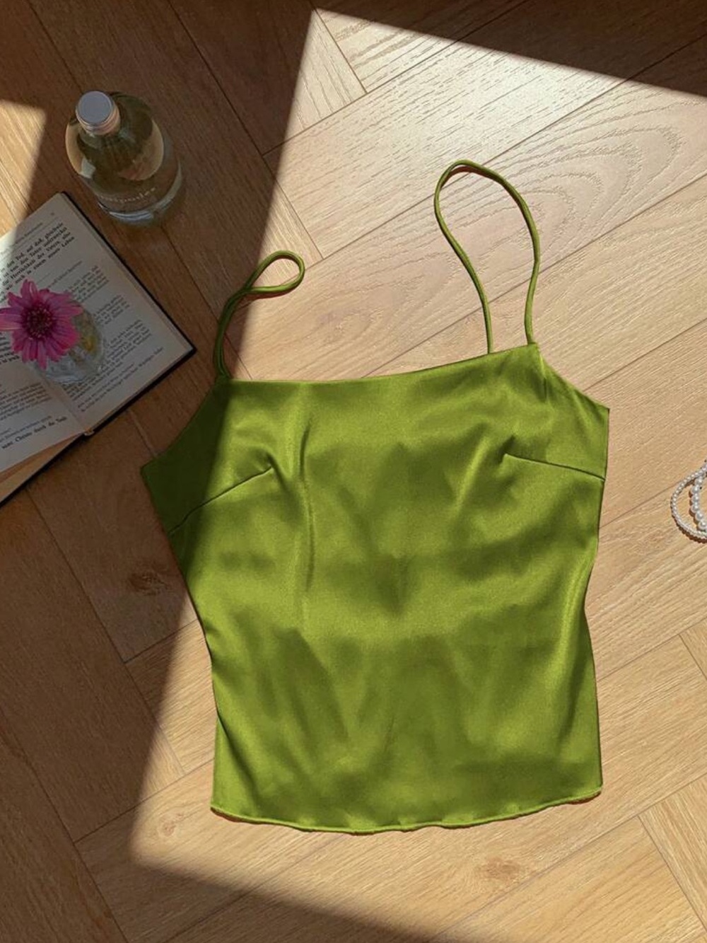 SHEIN Olive Green Satin Cami Top